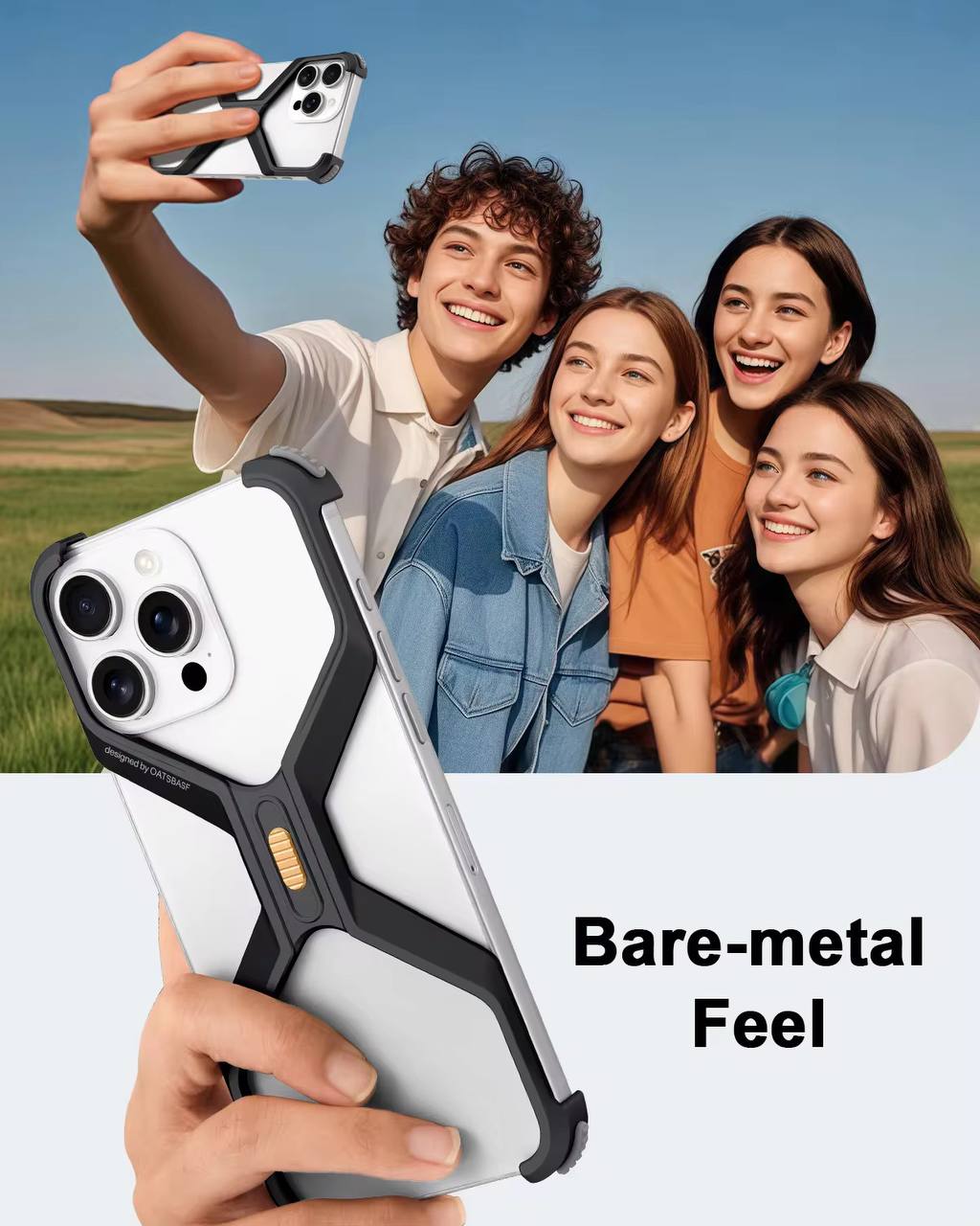 X-Shaped Frameless Shockproof Metal Phone Case foriPhone 16 Pro Max Aluminum Alloy Minimalist Protective Cover for iPhone 16 Pro
