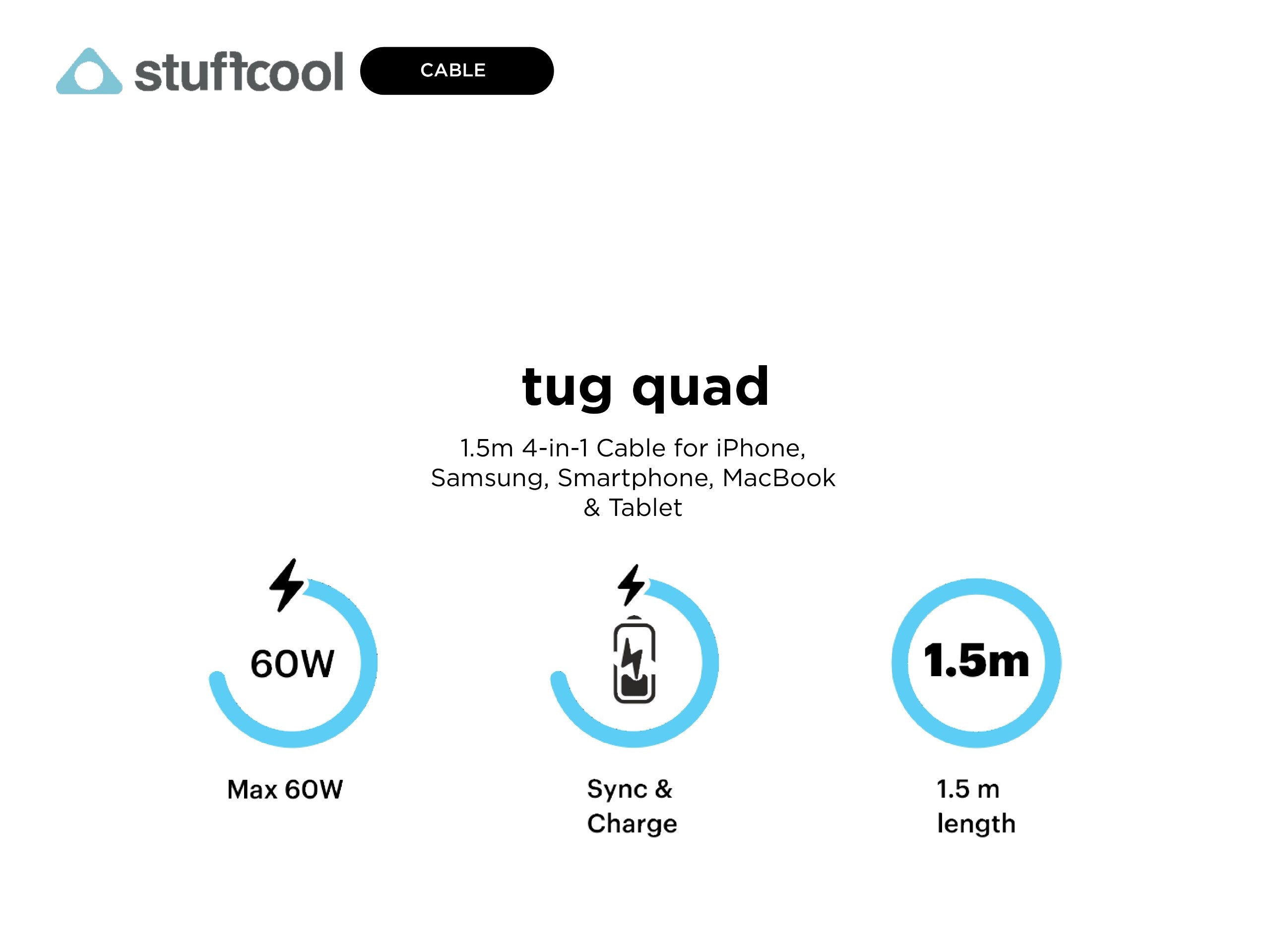 tug quad 1.5m 4 in 1 cable stuffcool
